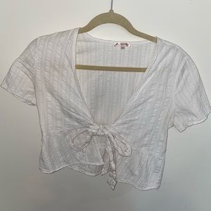 Tie Front Cropped Blouse